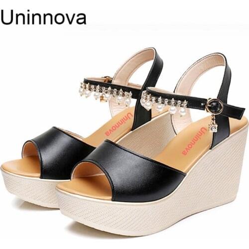 Womens Wedge Platform High Heel Sandals Comfortable Leisure Casual Sandals Extral Small Size 32 Plus Size 43 Uninnova WSA009