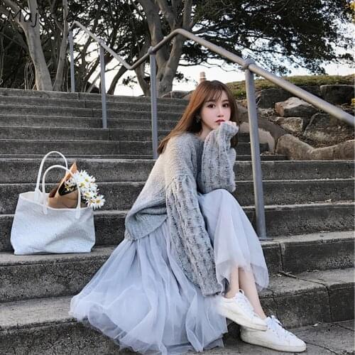 Women Two Piece Sets Autumn Winter Sweater Girls Loose Simple Knitting Tops Womens Mesh Elegant Casual Korean Style Fashion Chic