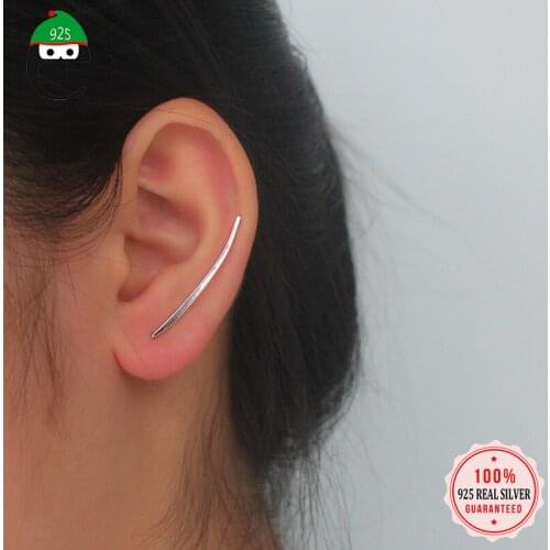 ElfoPlataSi Jewelry Earrings For Women Handmade Curved Hammered Surface Cuff Clip Minimalist Jewelry Pendientes Earrings DA953