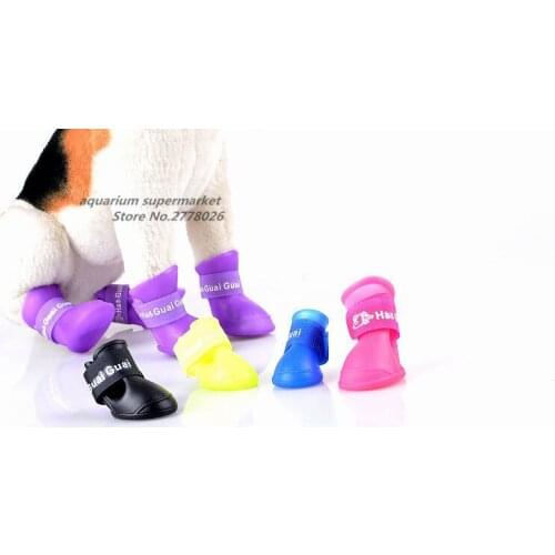 1 piece silica gel dog shoes pet dog waterproof shoes anti slip design rain boots shoes pet outdoor shoes pet rain boots