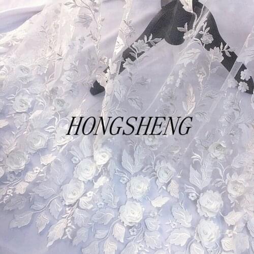 150*100CM 3D ivory Wedding bridal Dress Applique DIY Bridal Headdress scarf veil Embroidered Lace Fabric Patch free shipping