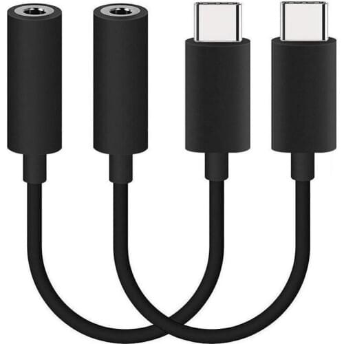 2 Pack USB C to 3.5mm Headphone Jack Adapter, Type C Male to 3.5mm Female AUX Jack Stereo Earphone Converter, Compatible for M