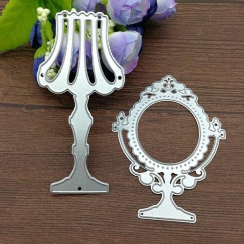 2pcs/set make up Mirror table lamp Metal Cutting Dies Stencil Scrapbooking Photo Album Card Paper Embossing Craft DIY