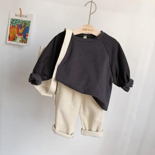 2021 Spring New Model Childrens Clothing Childrens T-shirt Korean Loose round Neck Babies' Long Sleeve T-shirt