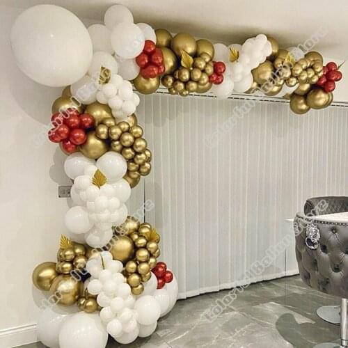 216pcs Chrome Red Wedding Birthday Party Background Holiday Anniversary White Gold Balloon Arch Garland Dinner Table Decoration
