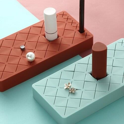 24 Grid Cosmetic Storage Box Multifunctional Silicone Lipstick Makeup Organizer Make Up Brush Eyebrow Pencil Holder