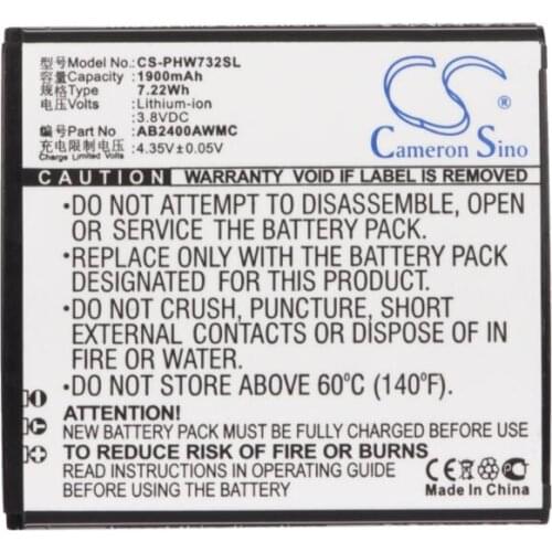 Cameron sino 1900mah battery for PHILIPS D833 W6500 W732 W736 W737 W832 Xenium D833 W6500 W732 W736 W737 W832 AB2400AWMC