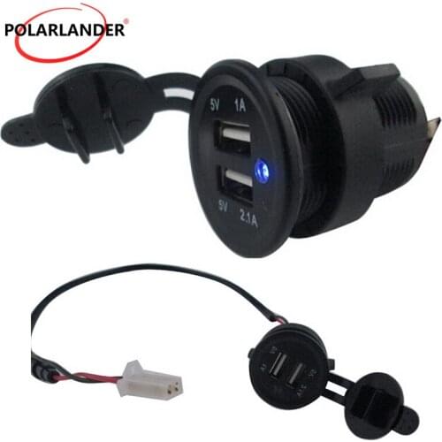 Auto Truck Adapter USB Socket LED Panel Charge Car Charger Power Mobile Phone 5V 2.1A Socket Dual USB Port for Boat Motorcycle