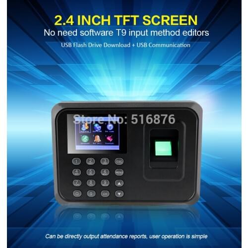 Biometric Fingerprint Time Attendance Time Clock Recorder Employee Digital Electronic Attendance Machine W/ Charger Adapter