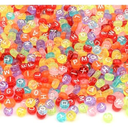 100pcs/lot Candy Color Acrylic Beads Loose Spacer Letter Beads For Jewelry Making DIY Accessories Bracelet Necklace