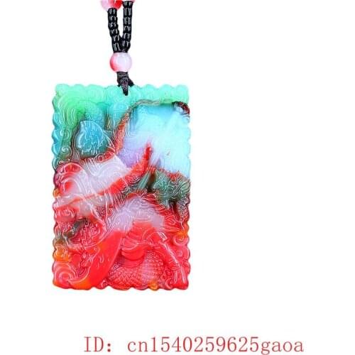 Colour Jade Dragon Warrior Pendant Jewelry Natural Necklace Charm Amulet Gifts Fashion Jadeite Carved Chinese