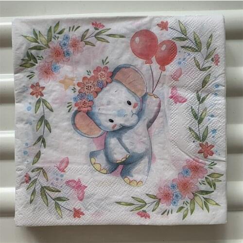 Decoupage wedding servilletas table napkins paper tissue cute animal elephant flower balloon kids birthday party beautiful decor