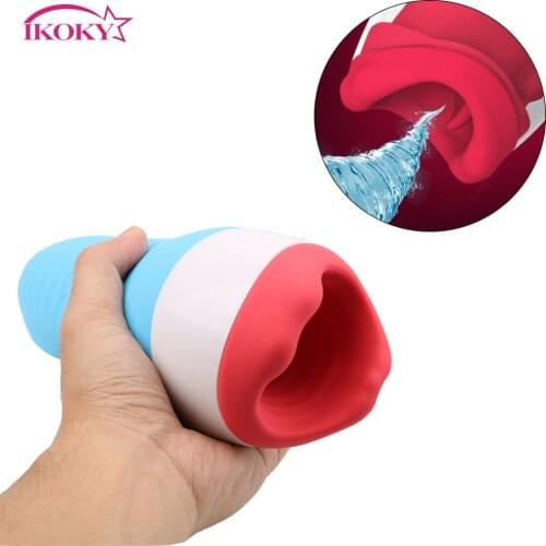 IKOKY 10 Speed Male Masturbation Cup Blowjob Masturbation Vibrator Deep Throat Oral Sex Machine Heating Sex Toys for Men