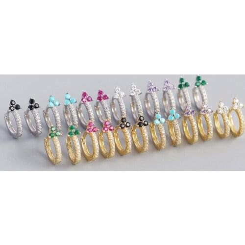 Ins Hot Solid 925 Sterling Silver Earrings Korean Fashion Geometric Flower Diamonds Earings For Women Party Daily Fine Jewelry