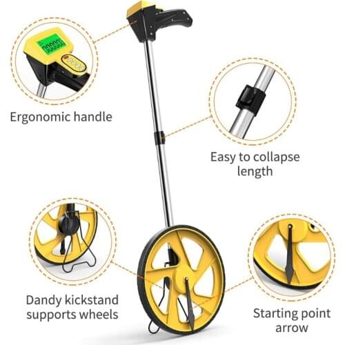 C5AC Measuring Wheel Collapsible with Kickstand Cloth Carrying Bag Measurement to 10,000 Feet Distance Digital LCD Display