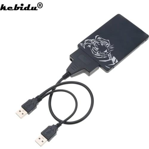 Kebidu Dual USB 2.0 to 22Pin SATA Adapter Cable Converter 5.5mm for 2.5 inch SATA HDD External Power Hard Disk Drive