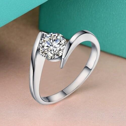 Solid 18K White Gold Au750 1ct DF Moissanite Ring Solarite Lab Diamond Engagement Ring For Women