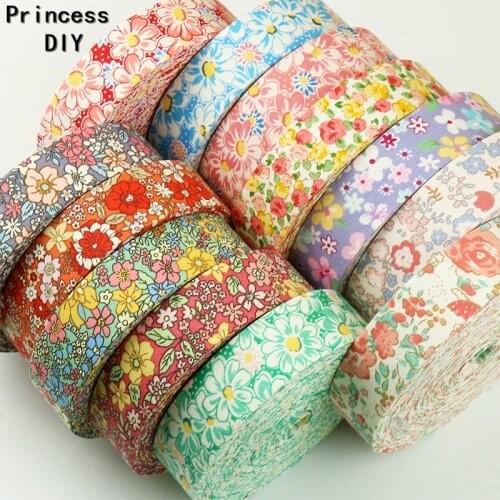 5M 3/8" 1" Spring Summer Layering Cloth Fabric Tape Floral Ribbon 25mm 10mm Cotton Trim DIY Hair Bow Collar Hand Craft Material
