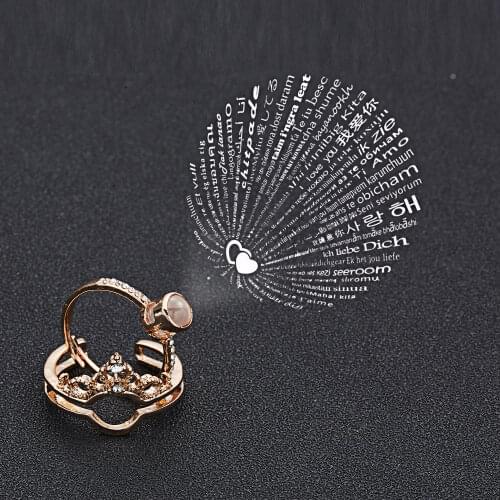 Fashion Design 100 Language I Love You Ring Elegant Female Bridal Wedding Projection Set Rings Love Memory Ring Romantic Jewelry