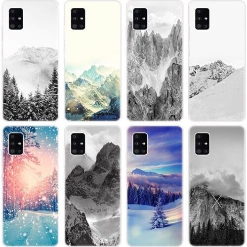 Black And White Mountain Soft Case for Samsung Galaxy A12 A02 A03S A21S A22 A32 A52 A72 A82 Quantum 2 S21 Plus FE Ultra M32 M12