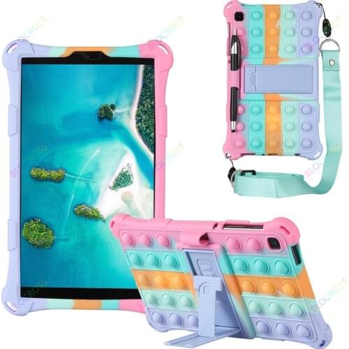Soft Silicone Kids Case for Samsung Galaxy Tab A 7 lite 8.7 2021 SM-T220 SM-T225 SM-T227 Tablet Funda Kickstand Cover with Strap