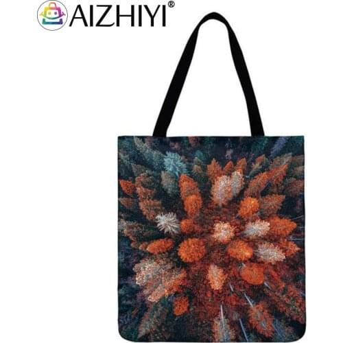 Forest scenery Printed Shoulder Shopping Bag Casual Ladies Large Capacity Tote Handbags