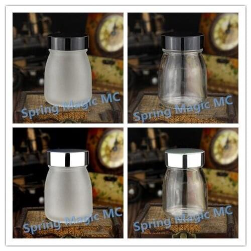 NEW 100g Frosted/Transparent Glass Bottles,Cosmetic containers Cream Jars With black/silver Lid.glass jar,Cosmetic Packaging