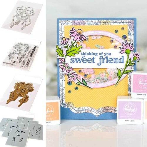 New Sweet Friend Floral Metal Cutting Dies Stamp Stencil Hot Foil Scrapbook Diary Decoration Embossing Template DIY Handmade