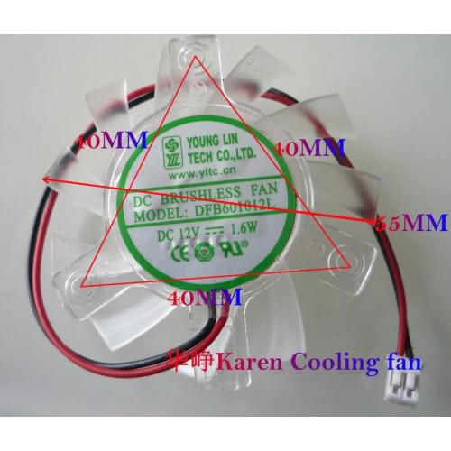 New Original for Radeon 2600pro Graphics Video card cooling fan DFB601012L DC12V 1.6W Diameter 55MM Pitch 40x40x40MM