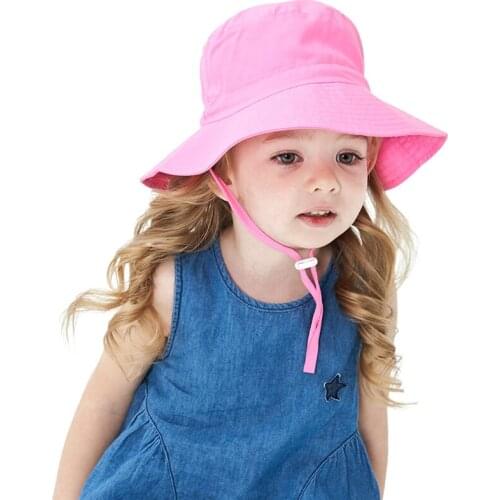 New Kids Baby Boys Girls Sun Hats Toddler Summer Sun Protective Wide Brim Bucket Hat Outdoor Play Print