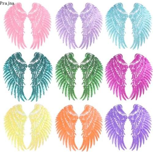 Prajna Colorful Angel Wings Iron On Patches For Clothing Angel Wings Sequin Patches On Clothes Applique DIY Jacket With Sequins