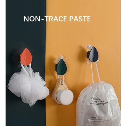 Leaf hook simple creative sticky hook nail-free bathroom kitchen bedroom coat rack