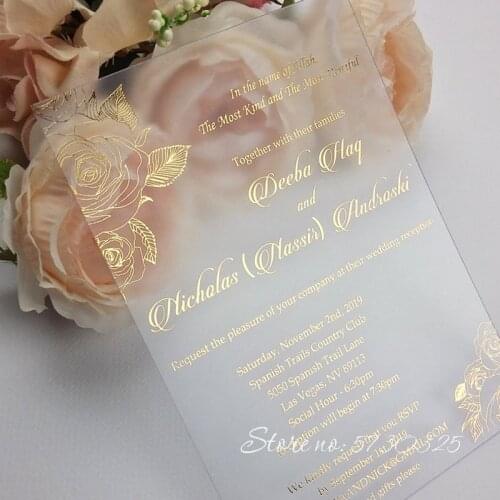 Clear acrylic foil invitations wedding invitation floral invitation set luxury invites wedding stationery unique invitation card