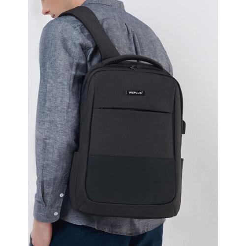WEPLUS Men School Daypack 15.6 inch Laptop Backpack USB Charging Bag Multi-function Casual Bagpack Women Girl Study Mochila
