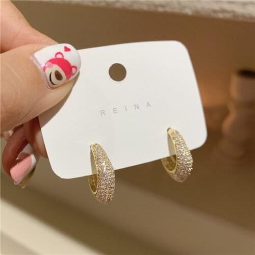 New Design 14K Gold Plated Plated Luxury Geometric Stud Earrings For Women Luxury Jewelry Zircon Earrings