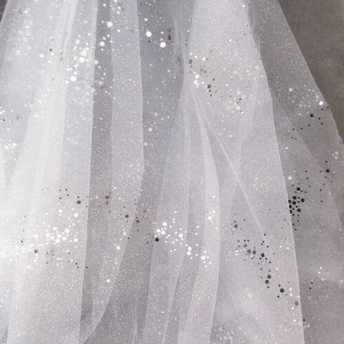 1Y/Lot Mesh Lace Fabric Glitter Dot Bronzed Fabric for Dress Wedding Decoration African Lace Fabric