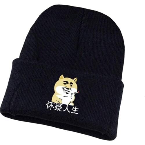 Anime doge Knitted hat Cosplay hat Unisex Print Adult Casual Cotton hat teenagers winter Knitted Cap