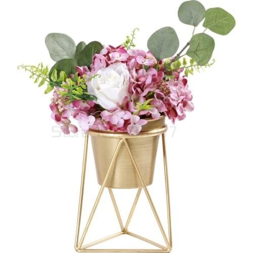 Nordic iron golden flower stand flowerpot imitation true and false dry flower bunch flower arrangement potted succulent flower