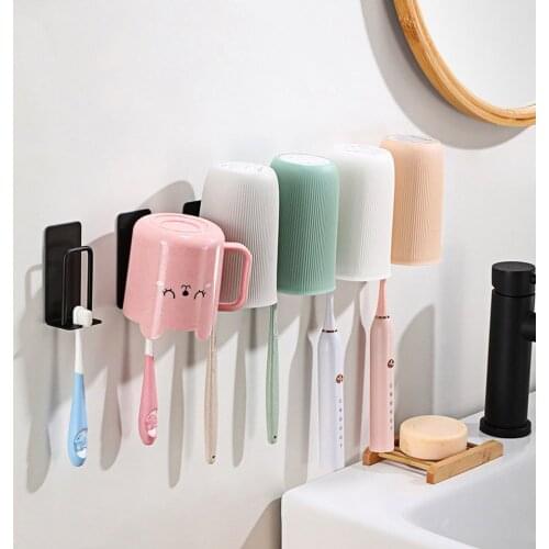 Toilet storage rack toothbrush rack black wall-mounted couple brushing cup holder single mouthwash cup shelf wall-mounted