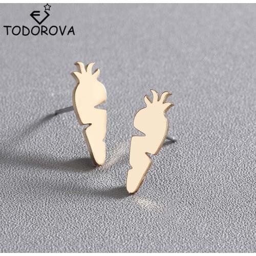 Todorova Cute Carrot Stud Earrings for Women Creative Vegetable Earrings Stainless Steel Jewelry for Child Girls Party Gift