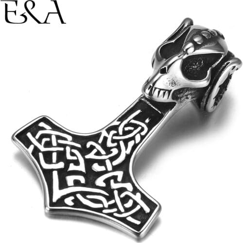 Stainless Steel Viking Axe Skull Pendant Hole 9mm for DIY Jewelry Parts Mens Necklace Pendants Jewelry Making Accessories