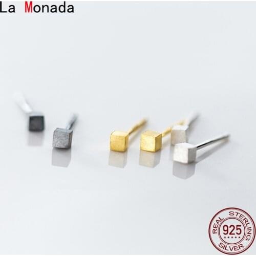 La Monada Square Small Stud Earrings Minimalist 925 Sterling Silver Earrings For Women Girls Real Silver 925 Jewelry Earrings