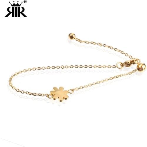 RIR Stainless Steel Women Gold Charm Bracelet Femme Minimalist Chain Link Bracelets Bangle For Ladies Best Christmas Present