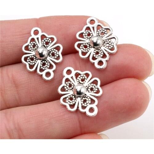 21x15mm 20pcs Antique Silver Plated Flower Style Connector Handmade Charms Pendant:DIY for bracelet necklace-Q4-02