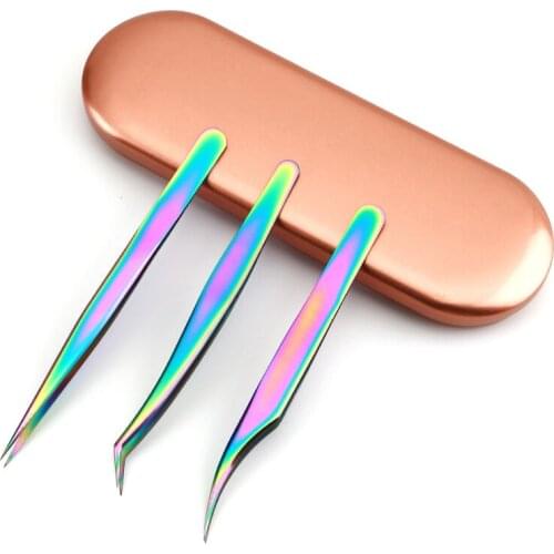 3pcs Professional Eyelash Extension tweezers for Nail Art eyelashes brow Lash Tongs Eyebrow Clip Excellent Closure makeup tools