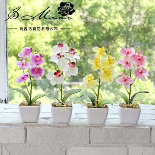 5Heads Butterfly Orchid Artificial Flower Bonsai Home Garden Bedroom Decor Fake Flowers Wedding Birthday Party Plastic Flores