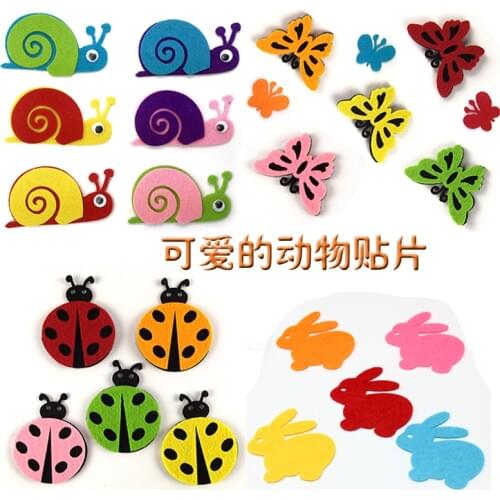 5pcs Random color Lovely animal patch Felt Non-woven cloth Craft DIY Sewing set Felt Handwork Material DIY needlework supplies