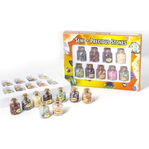 9 Mini Natural GemStone Bottles Quartz Crystal Tumbled Chips Crystal Stone Mineral Specimen Wishing Bottle Craft Souvenir Set