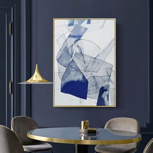 Abstract Watercolor Blue Poster and Print Nordic Canvas Paintings Wall Art Pictures Living Room Office Home Decor