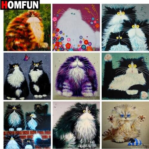 HOMFUN Full Square/Round Drill 5D DIY Diamond Painting "Cartoon cat" 3D Embroidery Cross Stitch Home Decor Gift